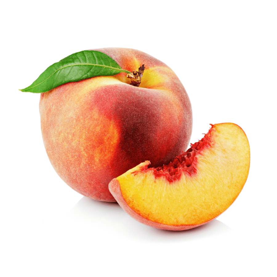 Nos Fruits : Nectarine et tranche de Nectarine sur fond blanc