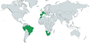Carte des Origines des Raisins. Ils peuvent venir du Pérou, du Brésil, d'Afrique du Sud, de France, d'Espagne, du Maroc, d'italie, ou encore de Moldavie.