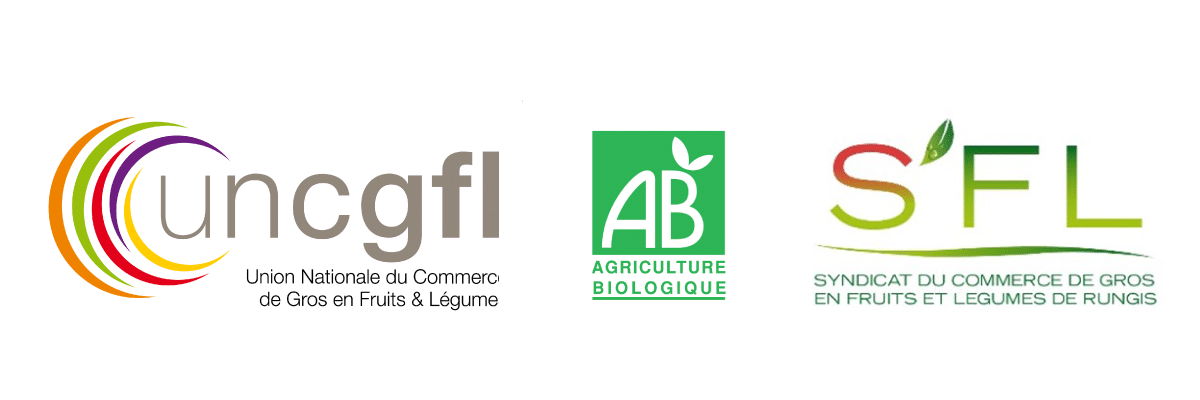 Logos : 
-UNCGFL (Union nationale du Commerce de Gros en Fruits & Légume) 
-Agriculture Biologique
-SFL (Syndicat du Commerce de gros en Fruits et Légumes de Rungis)